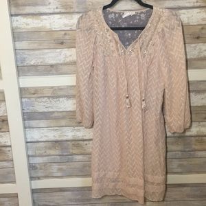 Anthro Size XS Long Sleeve Blush Dress